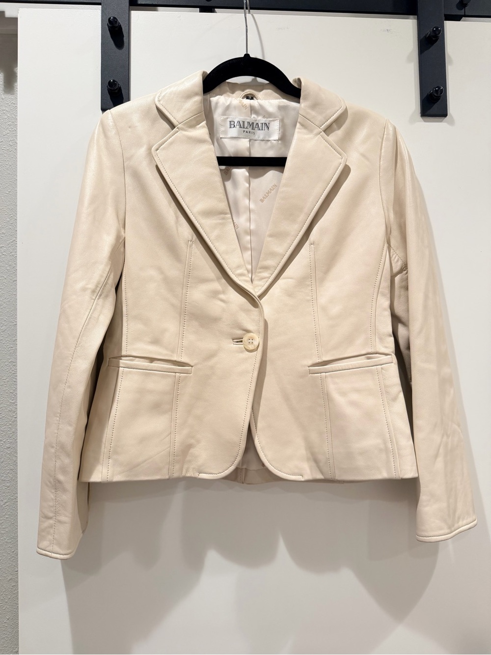 Authentic Vintage Balmain Lambskin Leather Jacket - Cream
